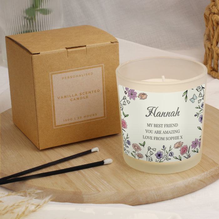 Personalised Friend Wild Flowers Candle Jar