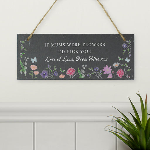 Personalised Mum Wild Flowers Slate Garden Sign