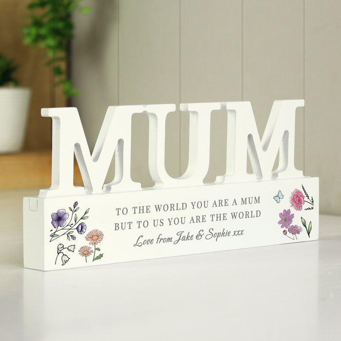 Personalised Wild Flowers Design Mum Ornament