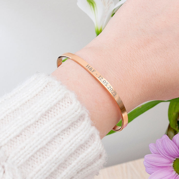 Engraved Women’s Rose Gold Affirmation Bangle Bracelet