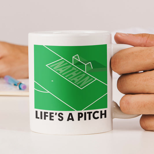 Personalised Life's A Pitch Novelty Football Mug