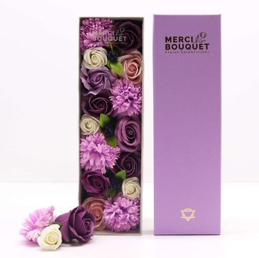 Lavender Rose & Carnation Exquisite Soap Flower Bouquet Gift Box