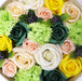 Spring Celebrations in Yellow & Greens Soap Flower Bouquet Gift Round Box 