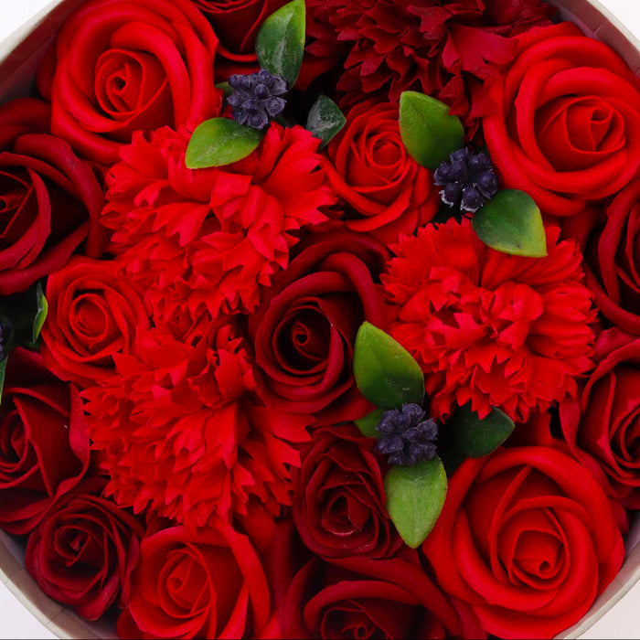 Classic Red Roses Soap Flower Bouquet Gift Round Box