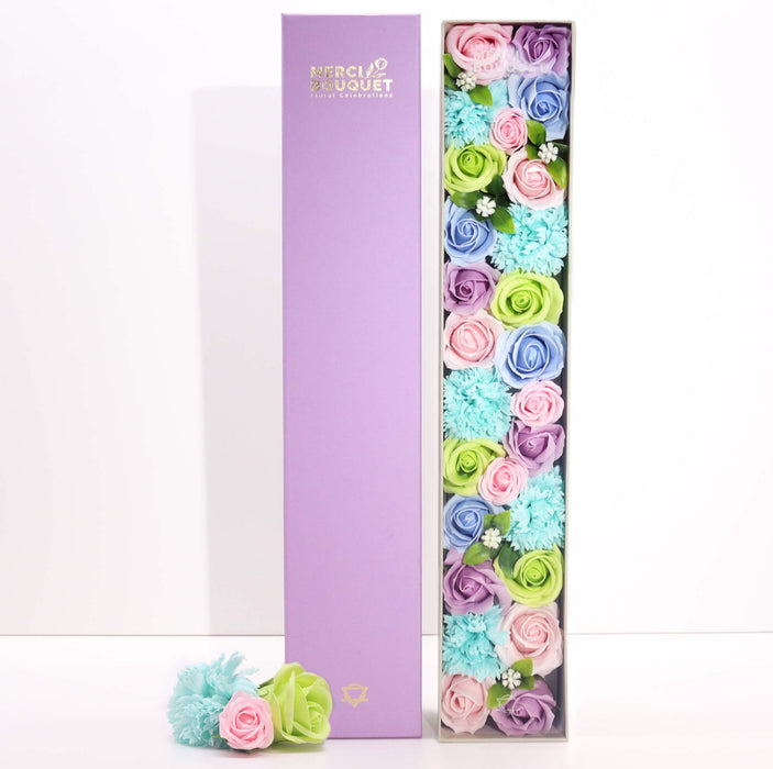 Baby Blessings Blues Soap Flowers Bouquet Extra Long Gift Box