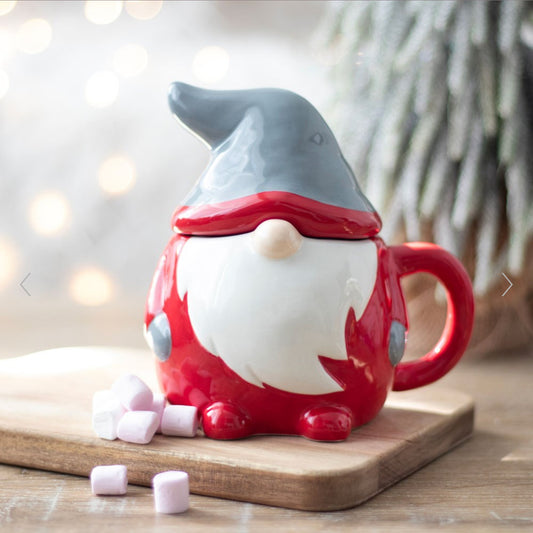 Red and Grey Gonk Lidded Christmas Mug