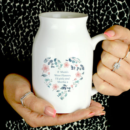 Personalised Floral Heart Flower Jug Vase