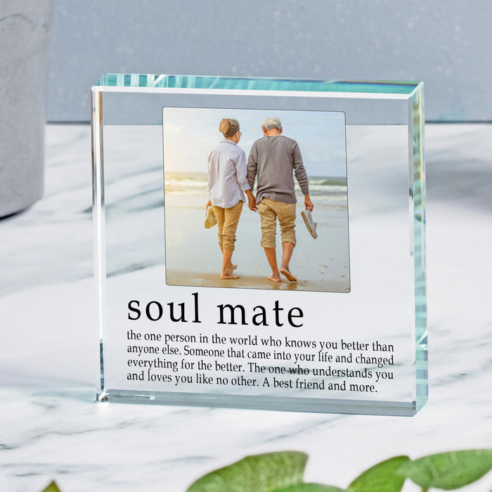 Soulmate Photo Upload Crystal Glass Ornament