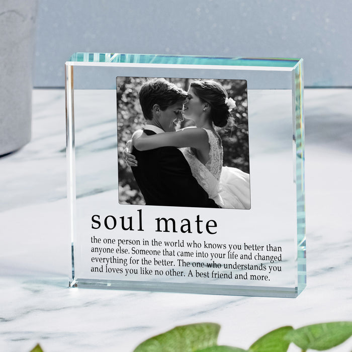 Soulmate Photo Upload Crystal Glass Ornament