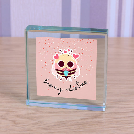 Bee My Valentine Hearts Crystal Glass Ornament