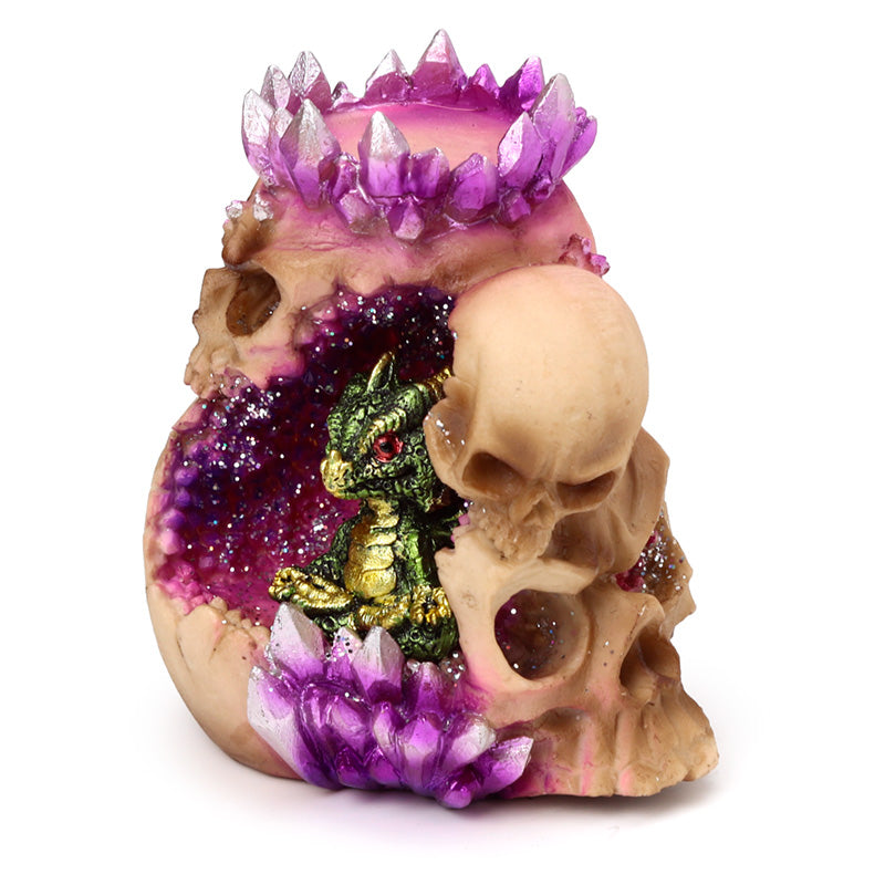 Elements Baby Dragon Crystal Skull Cave Tea Light Holder