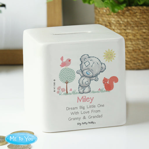 Personalised Tiny Tatty Teddy Woodland Animal Money Box