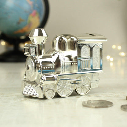 Personalised Silver Plated Train Money Box