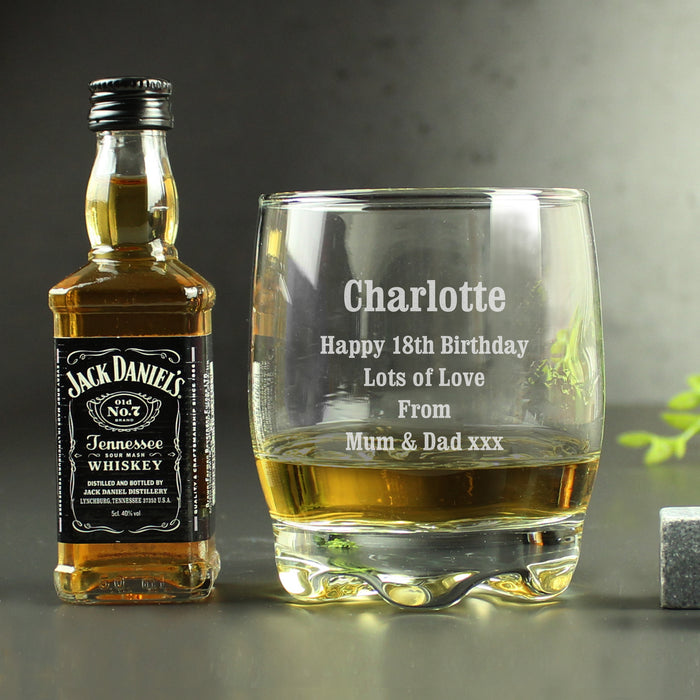 Personalised Tumbler Glass and Jack Daniels Miniature Gift Set