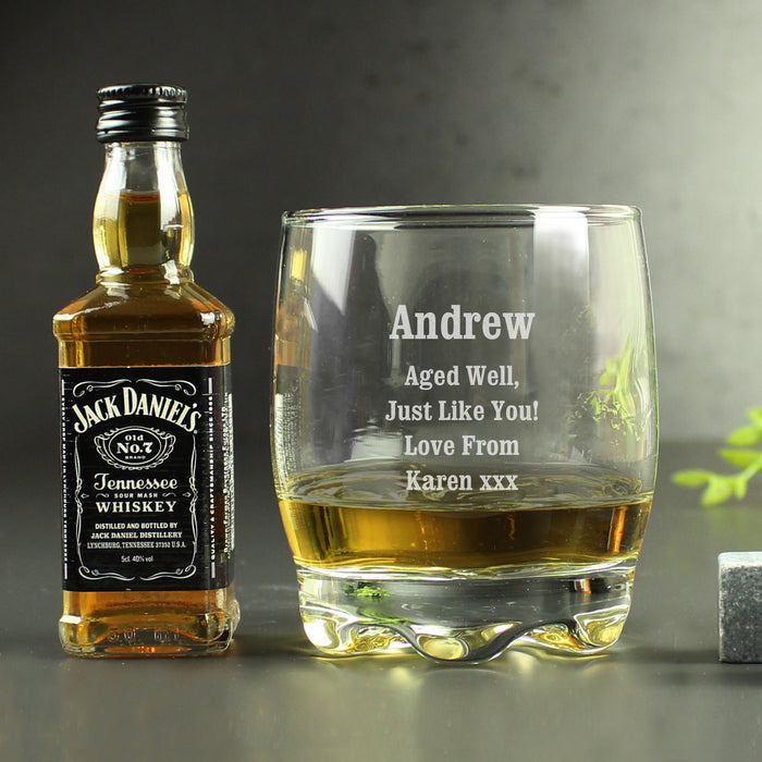 Personalised Tumbler Glass and Jack Daniels Miniature Gift Set