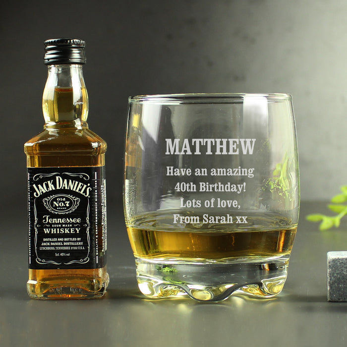 Personalised Tumbler Glass and Jack Daniels Miniature Gift Set