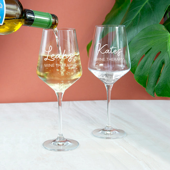 Engraved Wine Therapy Wine Glass