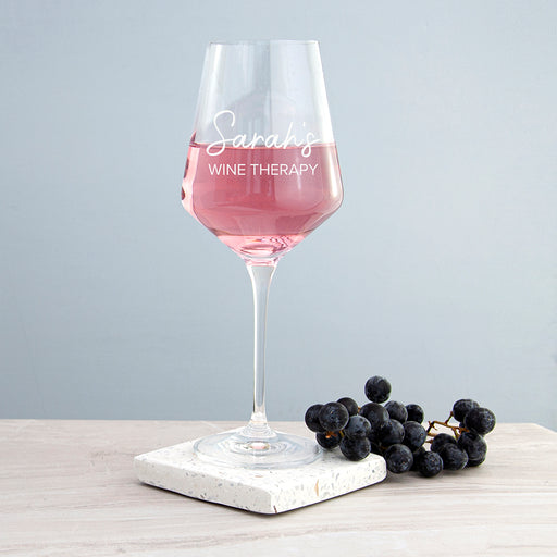Engraved Wine Therapy Wine Glass