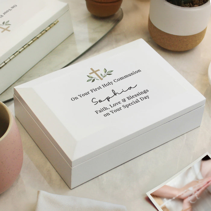 Personalised Holy Communion Wooden Jewellery Box