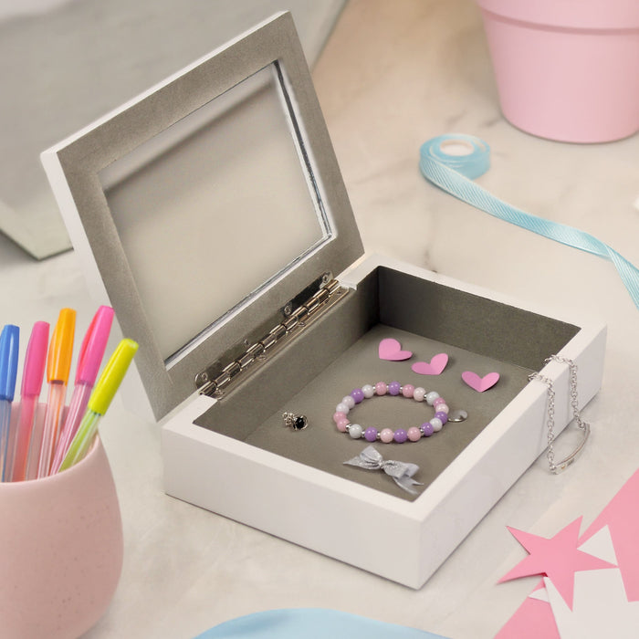Personalised Butterfly Initial White Wooden Jewellery Box