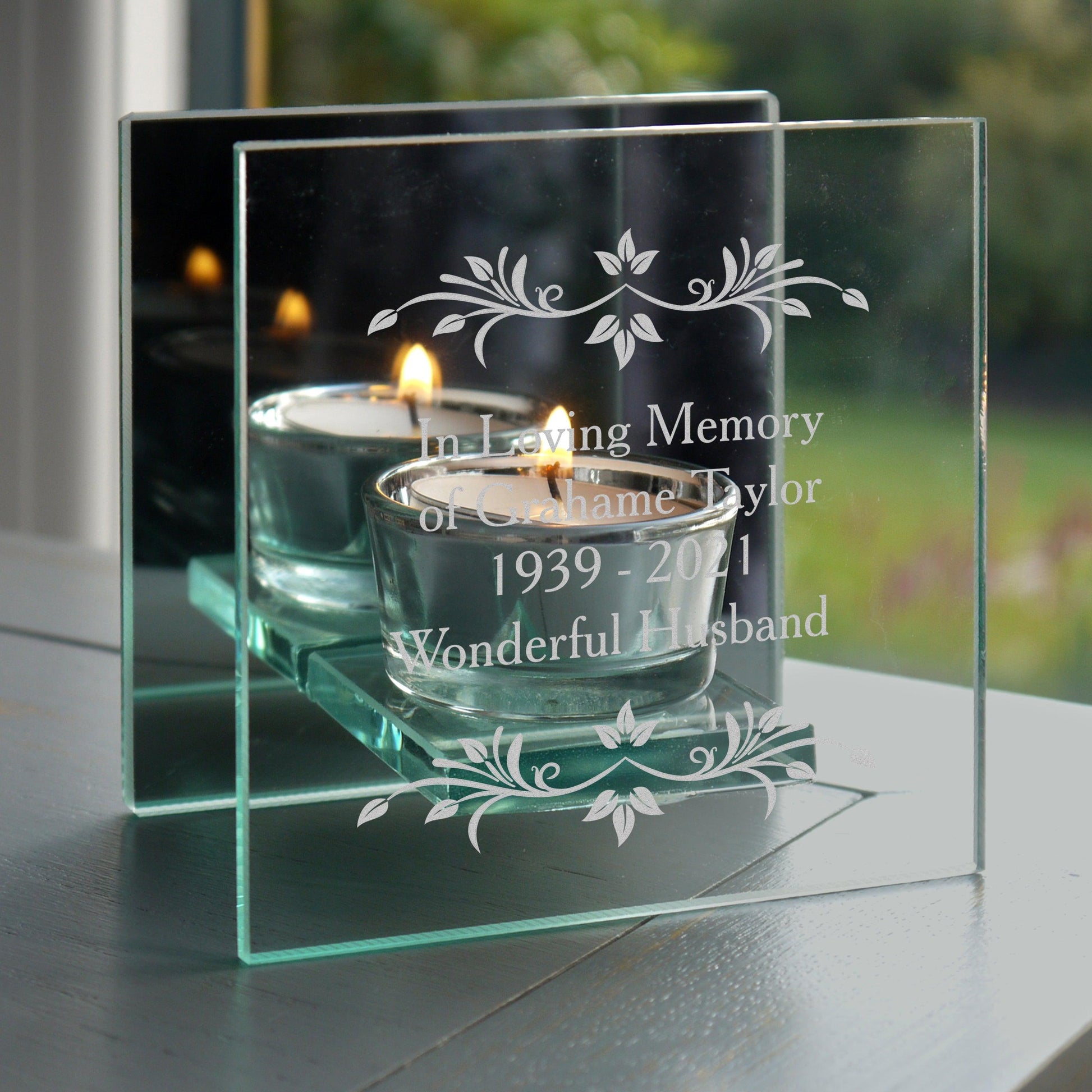 Personalised Sentiments Mirrored Glass Tea Light Holder