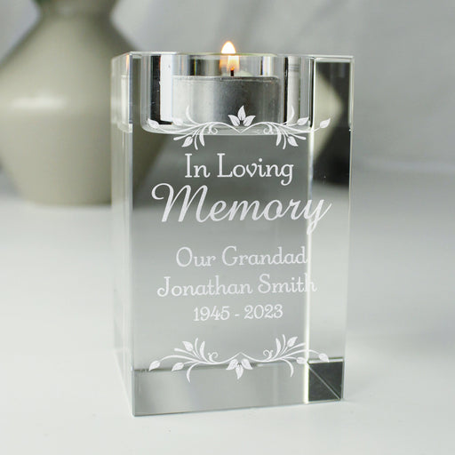 Personalised In Loving Memory Glass Tea Light Candle Holder