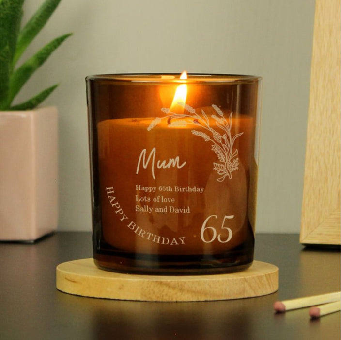 Personalised 65th Birthday Glass Candle