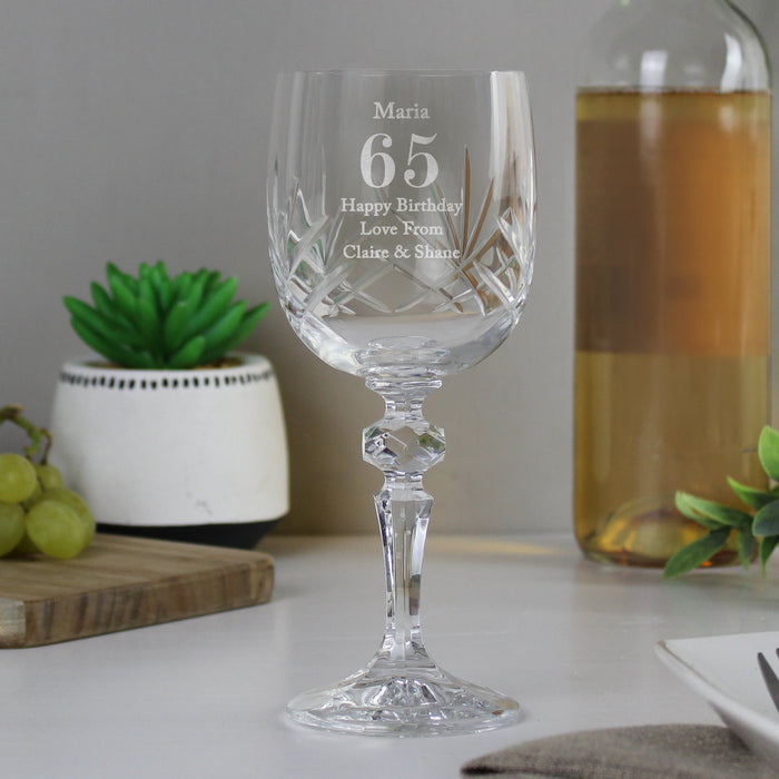 Engraved Birthday Age Cut Crystal Wine Glass