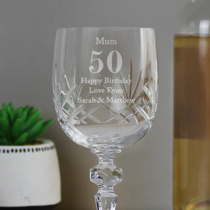 Engraved Birthday Age Cut Crystal Wine Glass