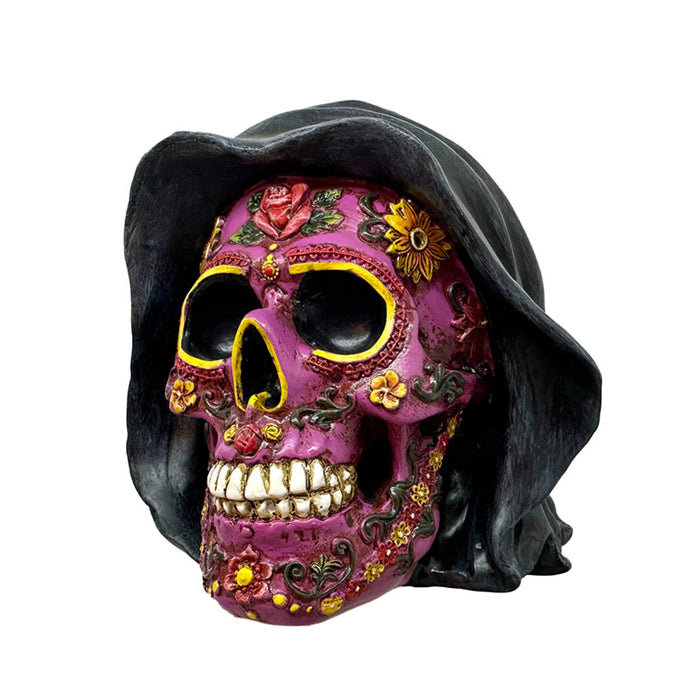 Day of the Dead Purple Skull with Hood Ornament