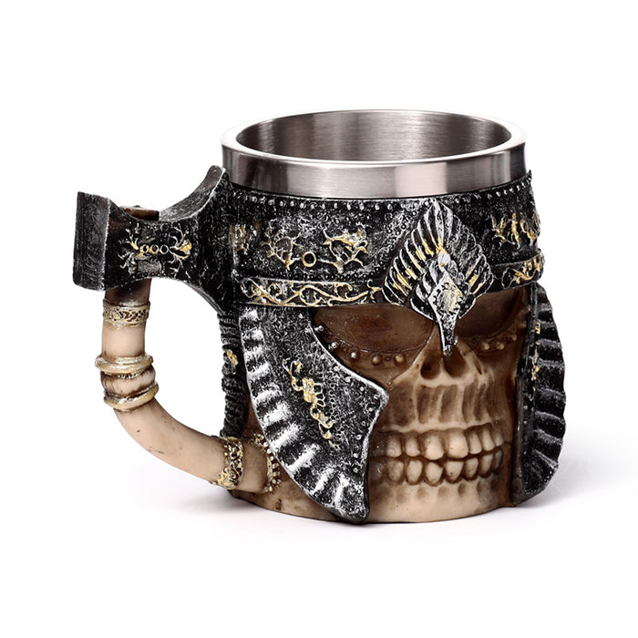 Decorative Axe Handle Armoured Skull Tankard