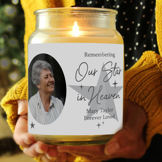 Personalised Our Star In Heaven Memorial Large Candle Jar