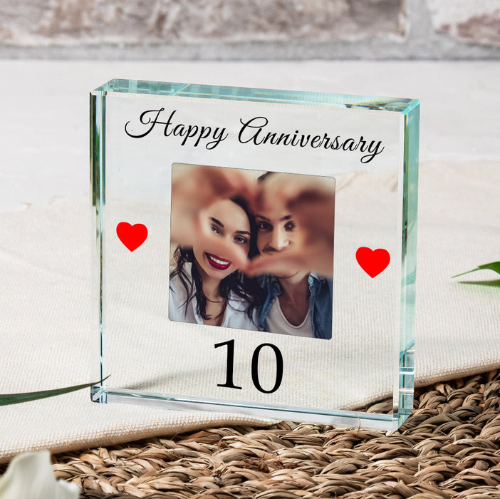 Happy 10th Anniversary Crystal Glass Ornament