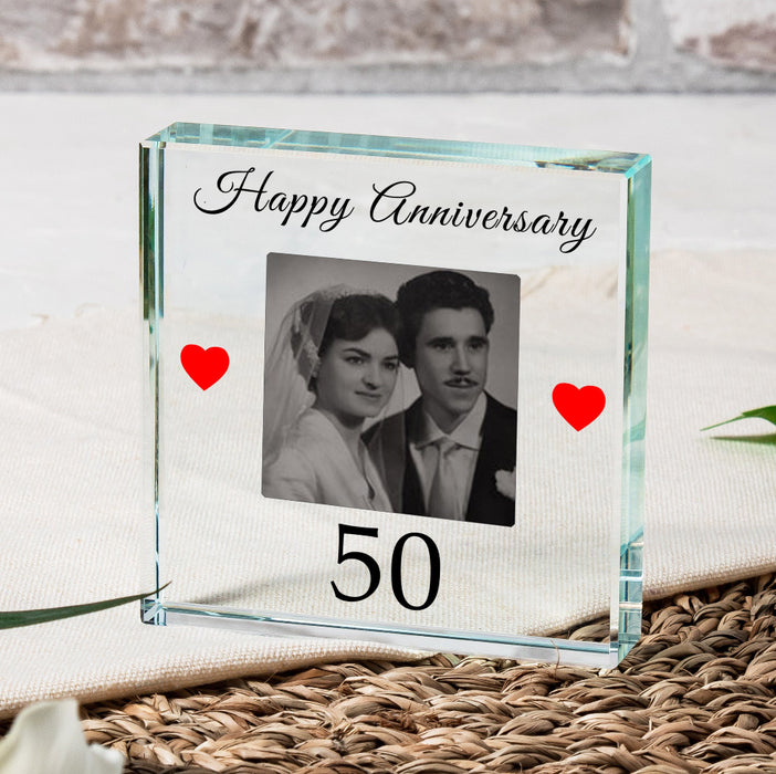 Happy 50th Anniversary Crystal Glass Ornament