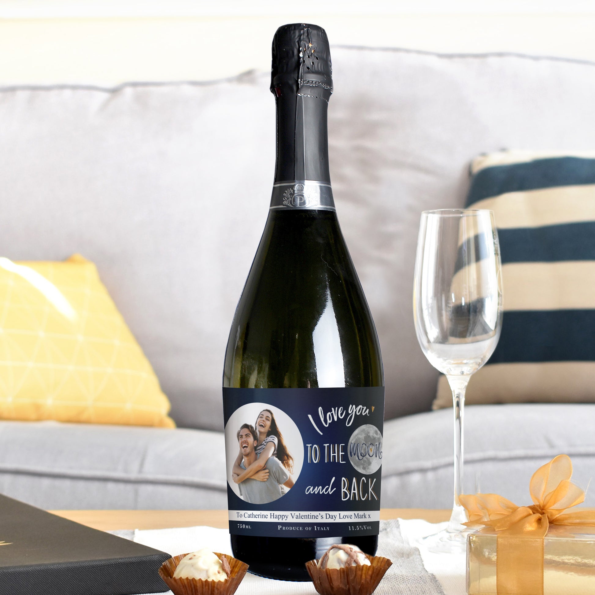 Personalised I Love You To The Moon & Back Photo Upload Prosecco Bottle