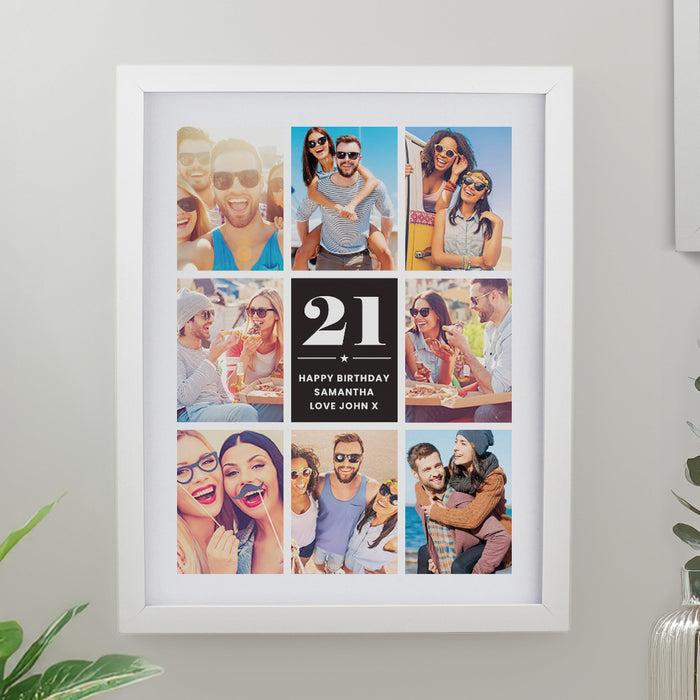 Personalised 21st Birthday Multi Photo Upload White Framed