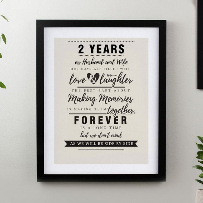 2nd Anniversary Black Framed Print