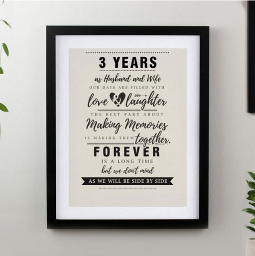 3rd Anniversary Black Framed Print