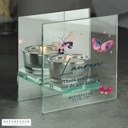 Personalised Butterfly Mirrored Tealight Holder