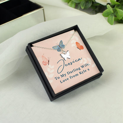 Personalised Butterfly Sentiment Necklace and Gift Box