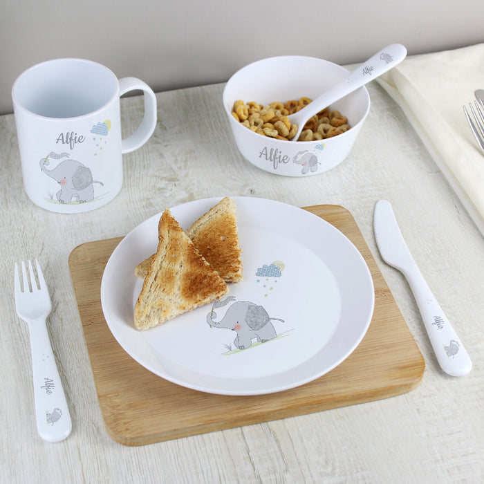 Personalised Hessian Elephant Breakfast Set