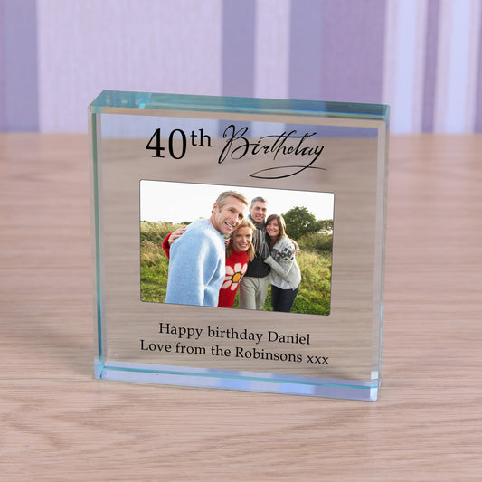 Personalised 40th Birthday Photo Keepsake Gift Crystal Glass Token