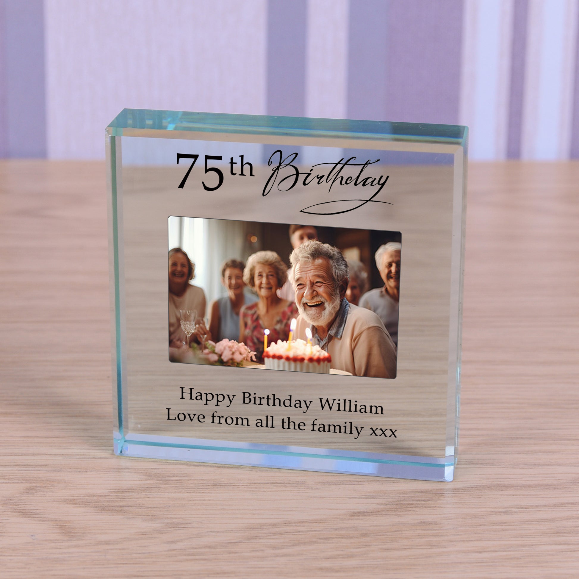 Personalised 75th Birthday Photo Keepsake Gift Crystal Glass Token