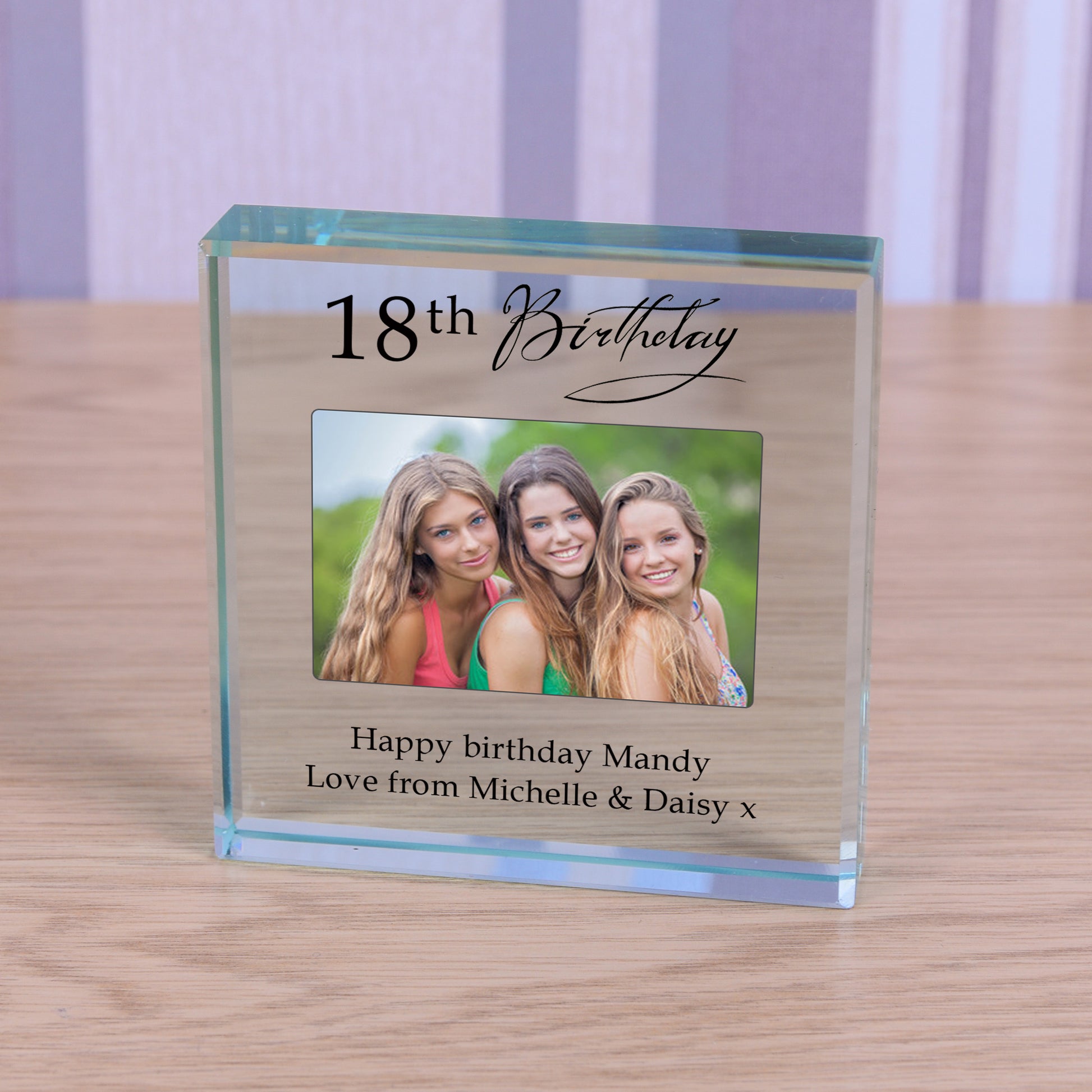 Personalised 18th Birthday Photo Keepsake Gift Crystal Glass Token