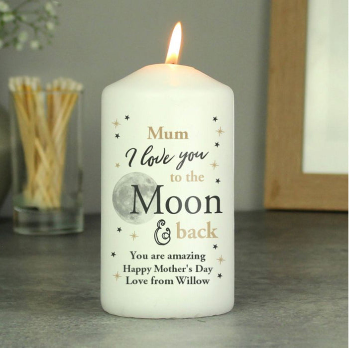 Personalised Mum Love You To the Moon and Back Candle