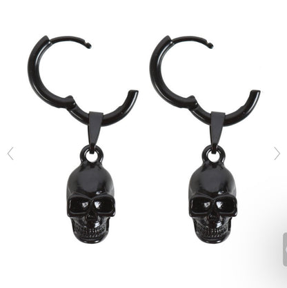 Black Stainless Steel Skull Earrings