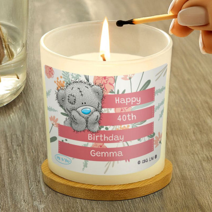 Personalised Me To You Floral 40th Birthday Scented Jar Candle