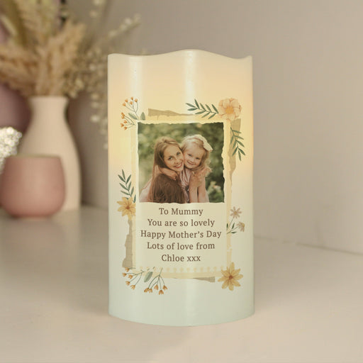 Personalised Wild Flowers Mother’s Day Photo Upload LED Candle