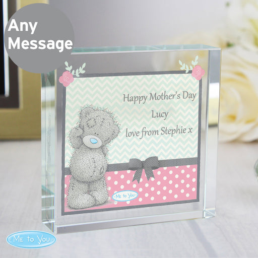 Personalised Me To You Step Mum Pastel Glass Block