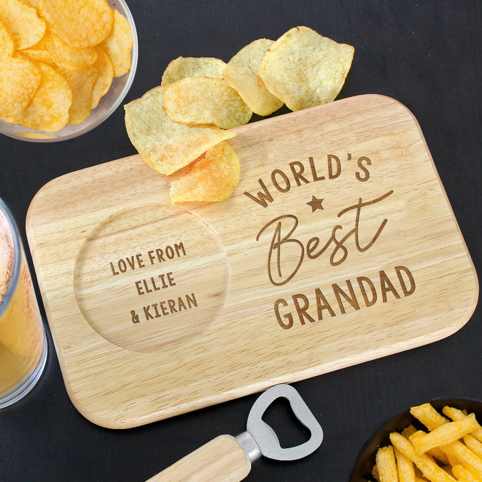 Engraved World's Best Grandad Wooden Coaster Tray Board